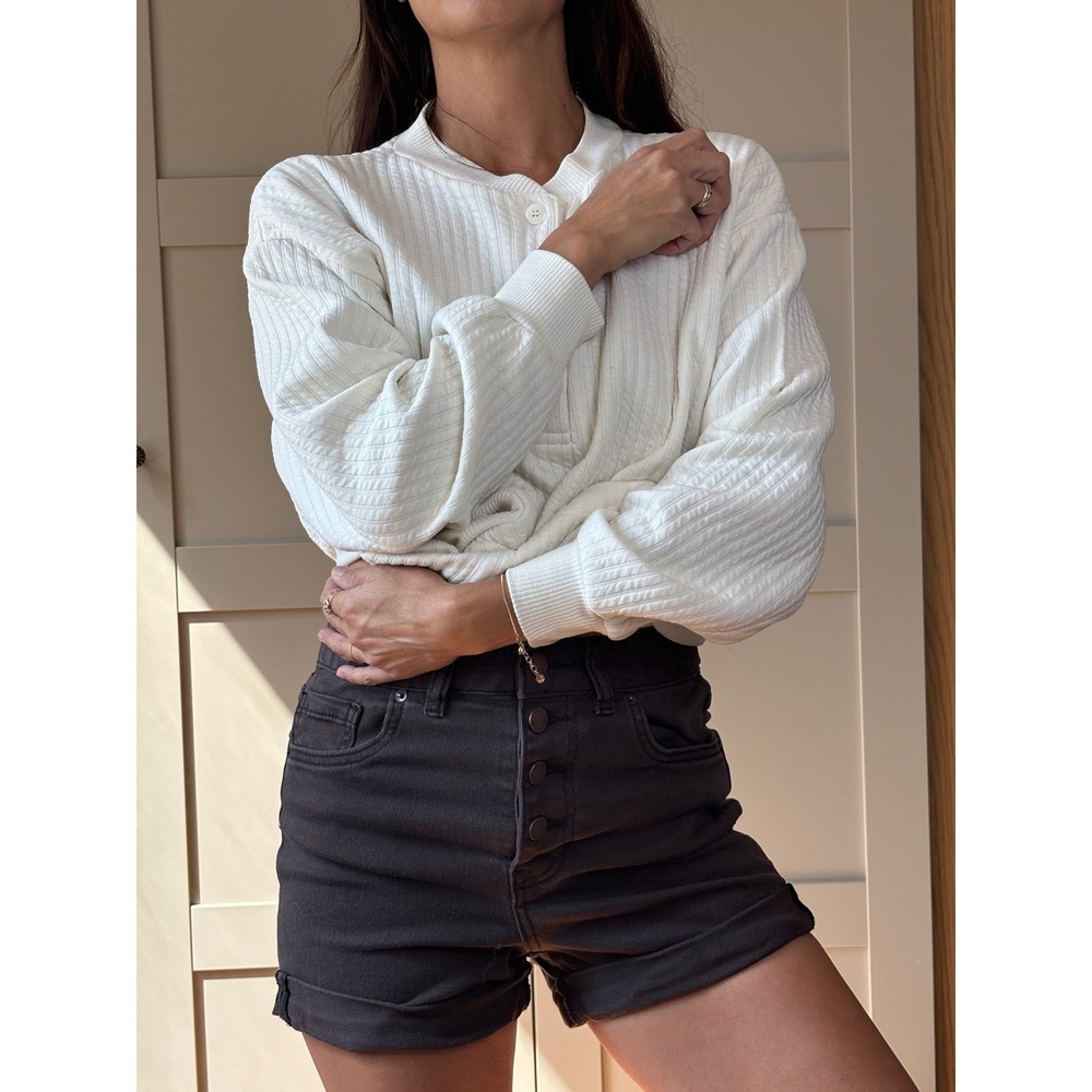 O'Neill Womens High Waisted Chocolate Brown Denim Shorts Button Fly Size 28